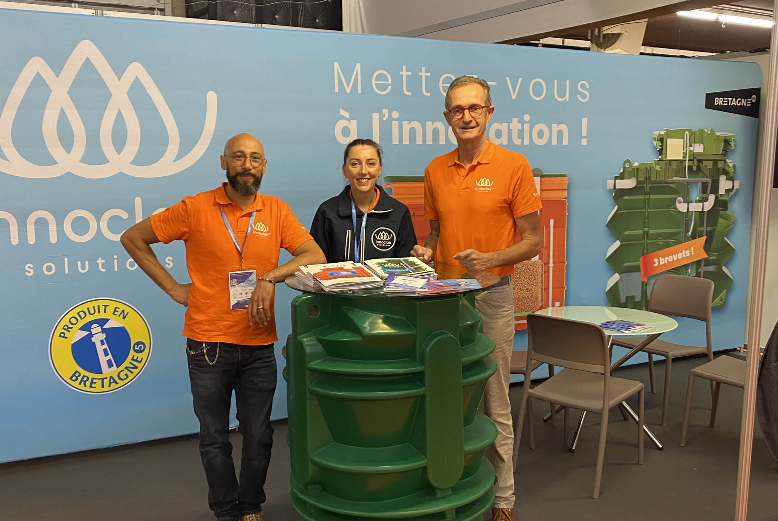 Hugues Rault, Brice Tardit et Jeanne Chauvois au salon du Carrefour des gestions durables de l'eau