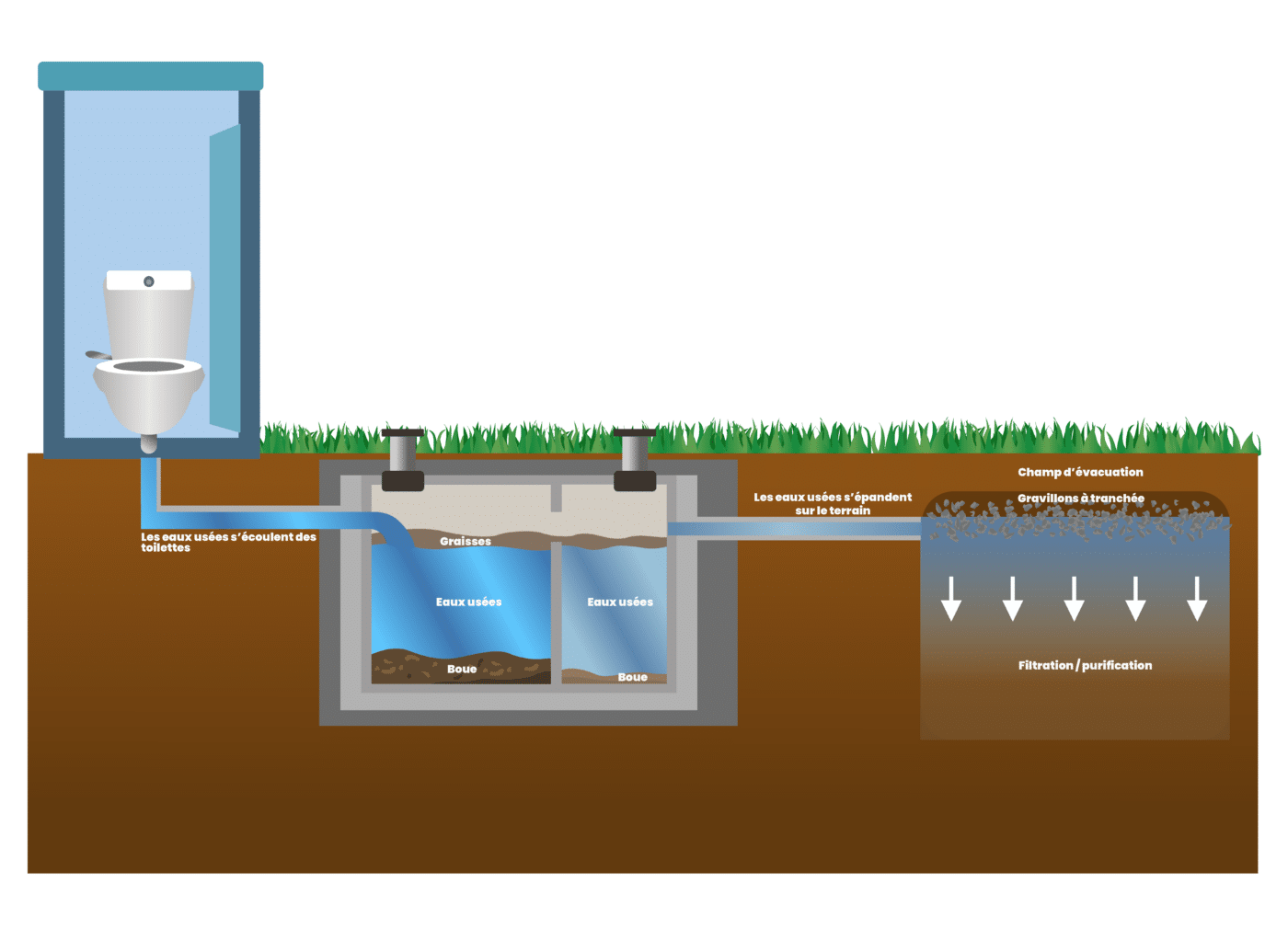 Les différences entre fosse septique et fosse toutes eaux